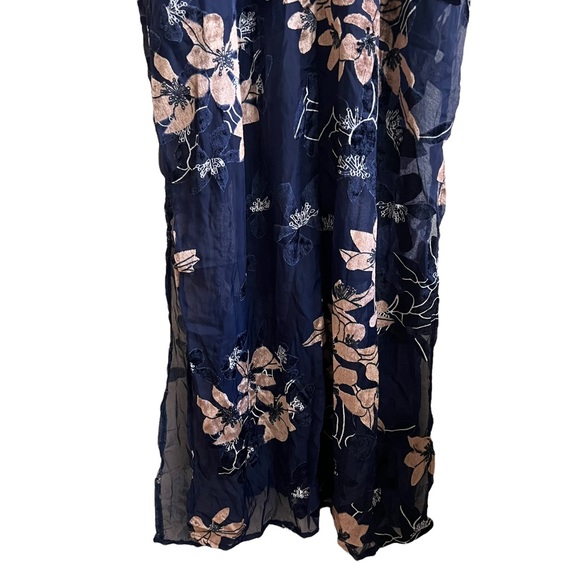 Lulus Moonflower Navy Blue Velvet Floral Print Maxi Dress - Picture 10 of 10